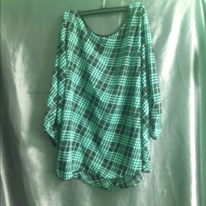 Teal and black boutique brand blouse.